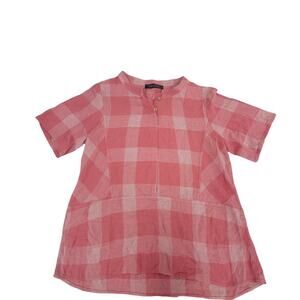 Gracila XL Pink White Plaid Short Sleeve Shirt